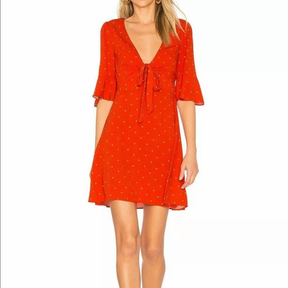 Free People “All Yours” Mini Dress in Flame Combo Size 2
